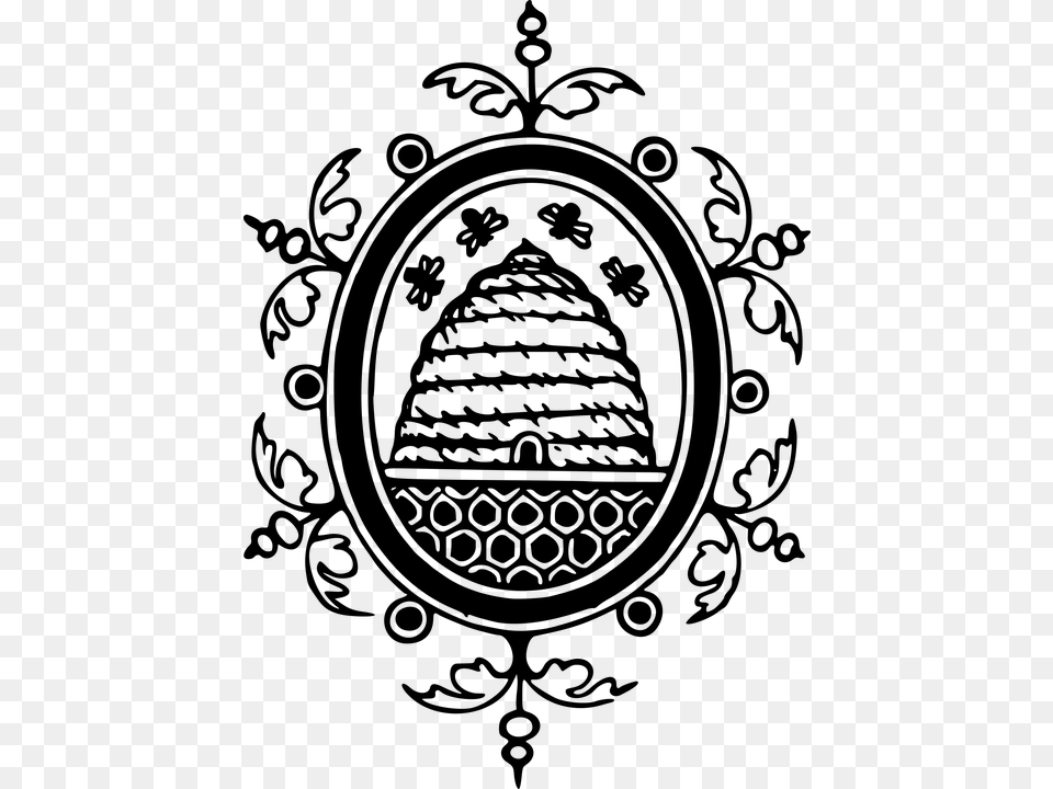 Bee Beehive Decoration Design Honeycomb Ornament Aristaeus Greek Mythology Symbol, Gray Free Png Download