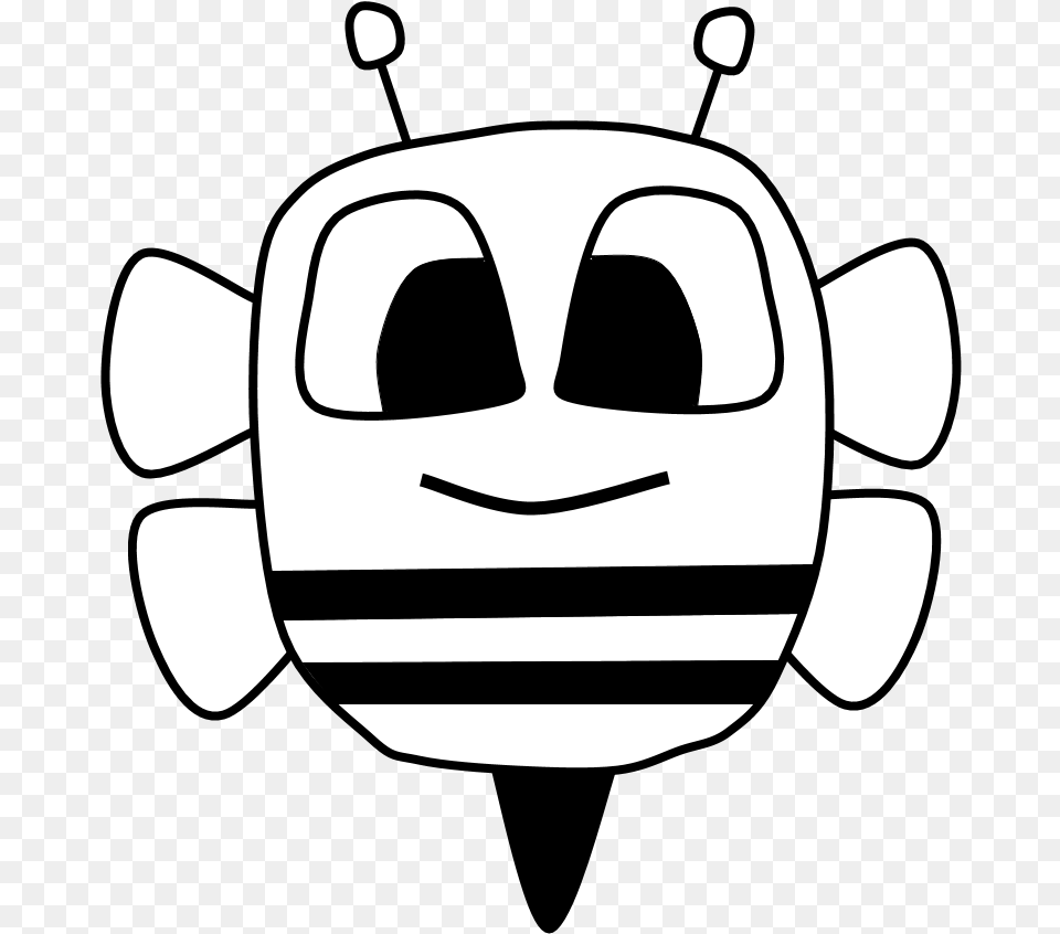 Bee Big Eyes Black And White Cartoon Animal Cartoon, Stencil, Device, Grass, Lawn Png