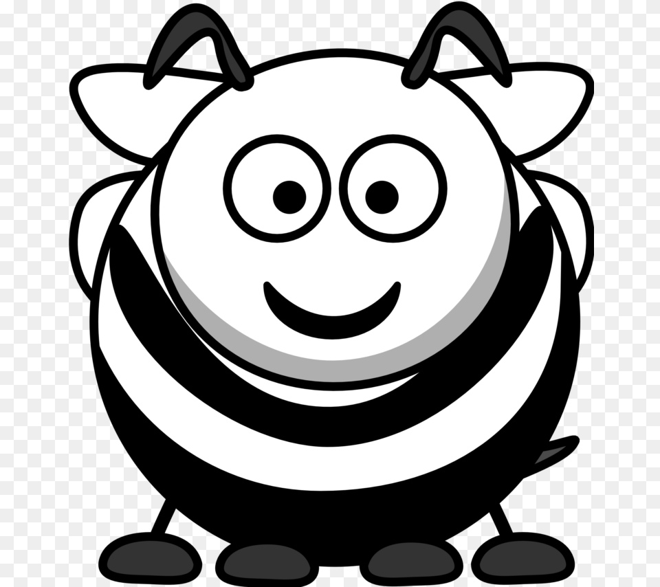 Bee Black And White Bee Clipart Black And White, Stencil, Face, Head, Person Png