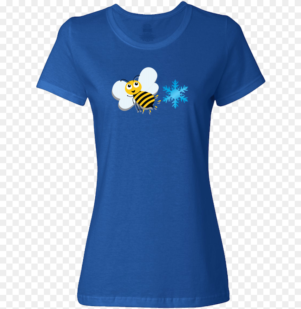 Bee Chill Blue Ladies Short Sleeve T Shirt With A Bee, Clothing, T-shirt, Animal, Insect Png