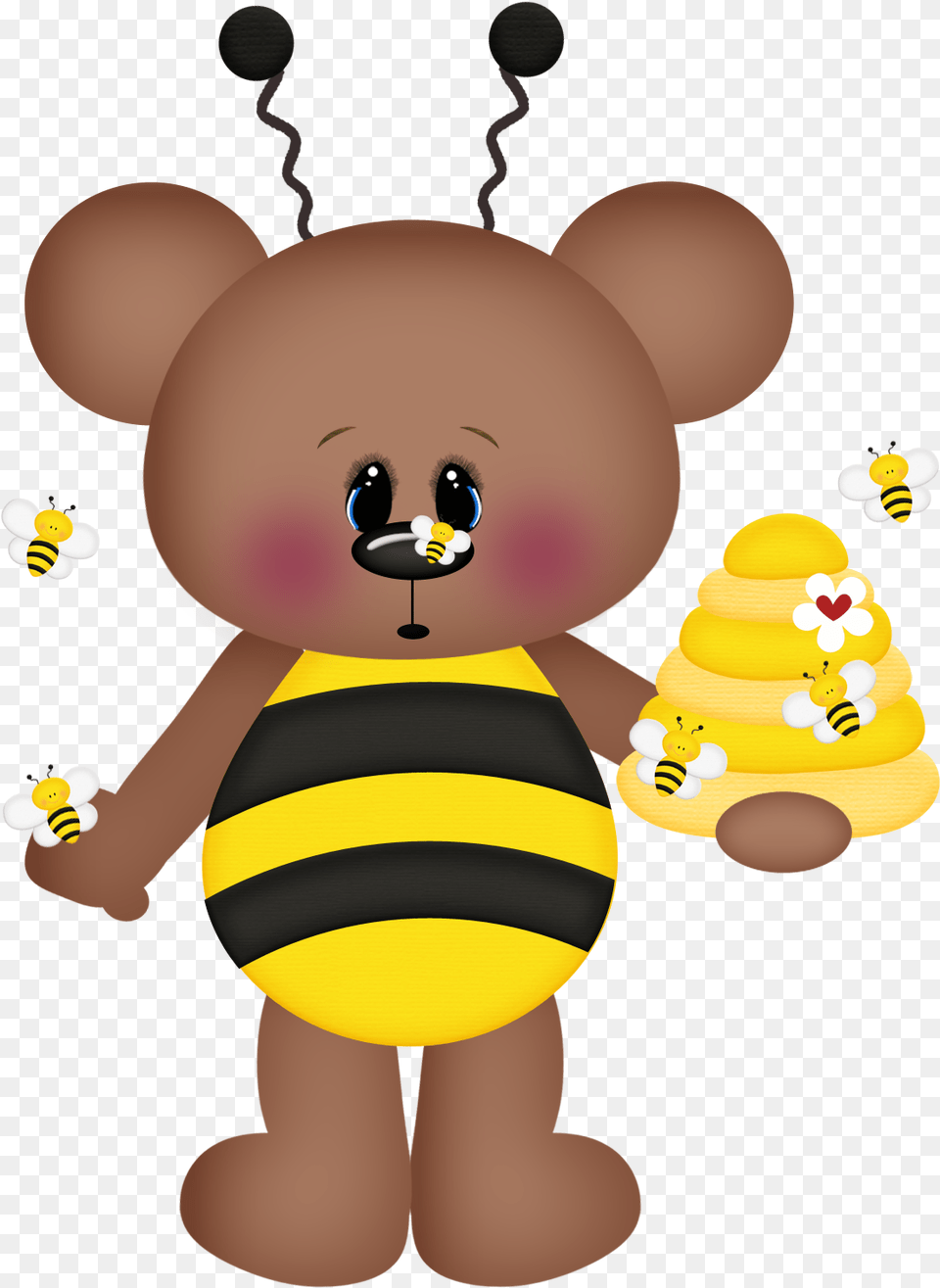 Bee Clipart Bear Black And White Library Bear Honey Cartoon, Toy, Nature, Outdoors, Snow Free Transparent Png