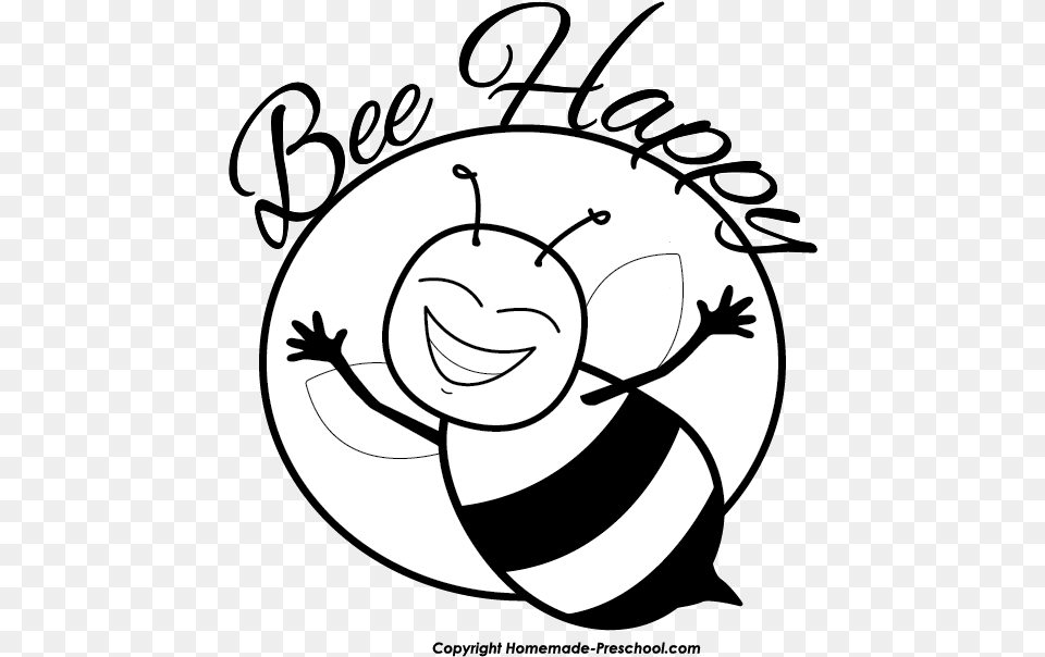Bee Clipart Ready For Personal And Commercial Black And White Bee Clipart, Stencil, Face, Head, Person Free Transparent Png