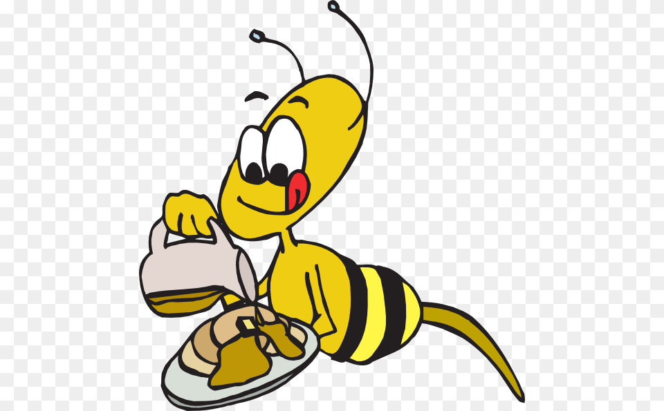 Bee Eating Honey Cartoon, Animal, Insect, Invertebrate, Wasp Free Png