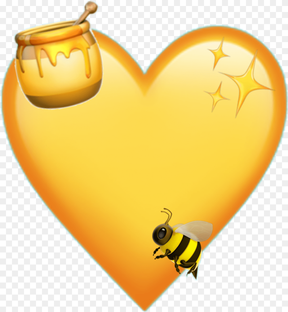 Bee Emojis Iphone Heart Bee Emoji Transparent Background, Animal, Insect, Invertebrate, Wasp Png Image