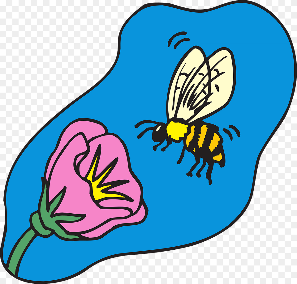 Bee Flower Clipart, Animal, Invertebrate, Insect, Wasp Png