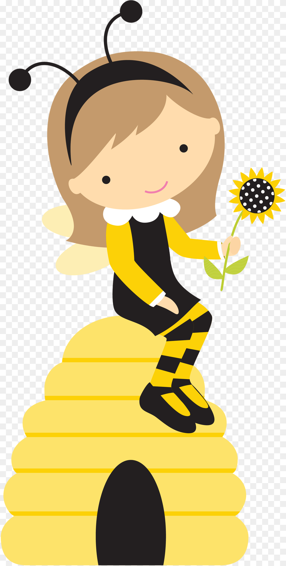 Bee Girl Clip Art, Face, Head, Person, Smelling Png Image