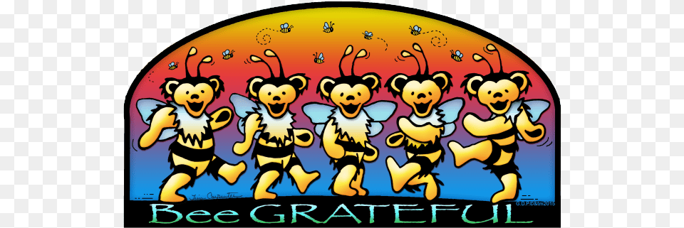 Bee Grateful Sticker Bee Grateful Grateful Dead, Animal, Bear, Mammal, Wildlife Png
