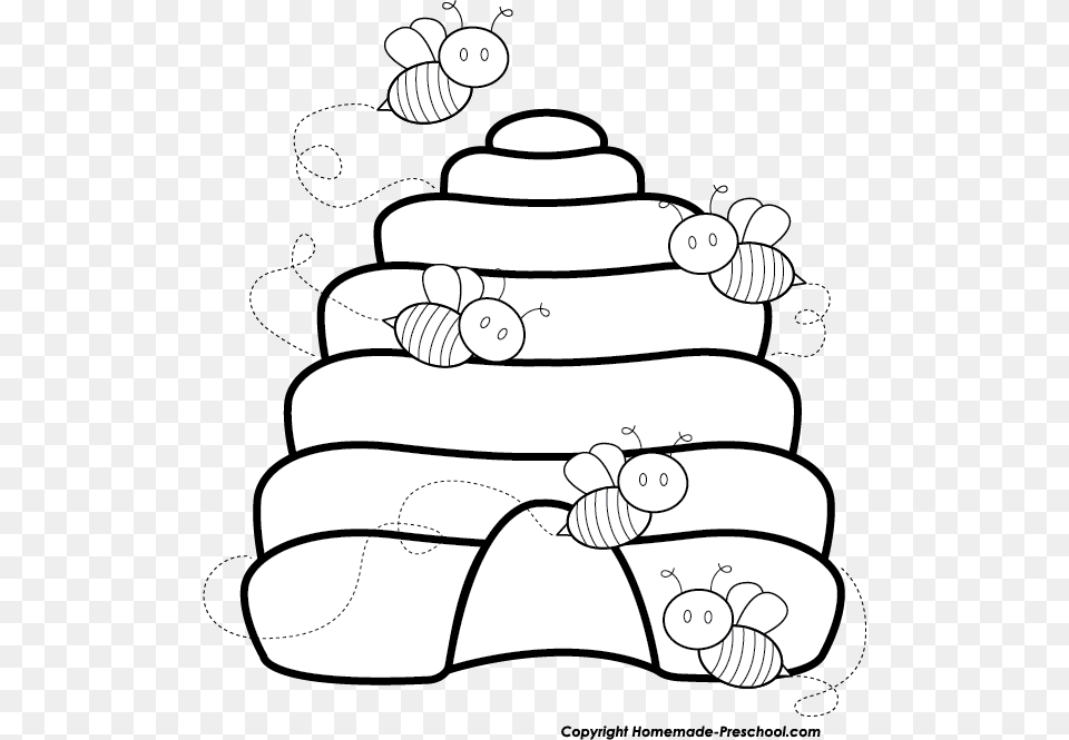 Bee Hive Clipart Black And White, Art, Drawing Free Transparent Png
