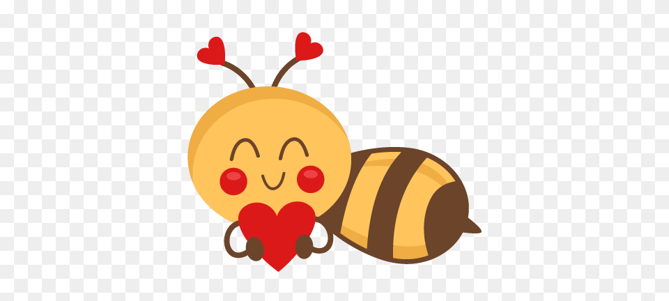 Bee Holding Heart Scrapbook Cute Clipart, Animal, Insect, Invertebrate, Wasp Free Png Download