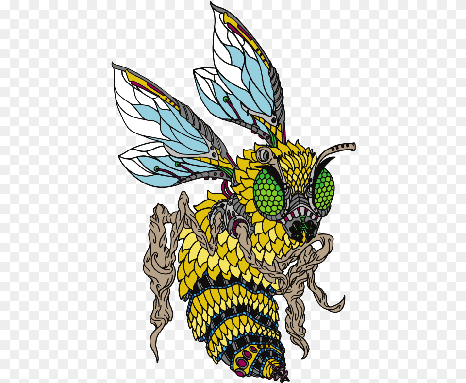 Bee Mech Slap Illustration, Animal, Insect, Invertebrate, Wasp Png Image