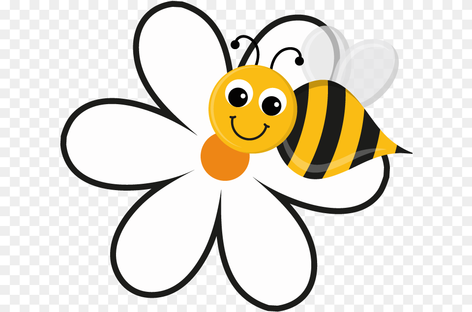 Bee On A Flower Cartoon, Animal, Plant, Invertebrate, Insect Free Png
