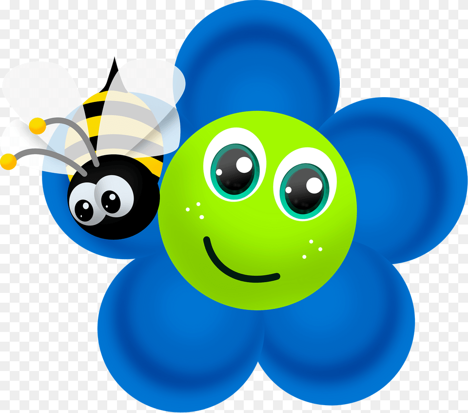 Bee On Flower Clipart, Graphics, Art, Invertebrate, Insect Png Image