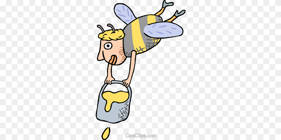 Bee Person With Honey Royalty Vector Clip Art Illustration, Animal, Invertebrate, Insect, Honey Bee Free Transparent Png