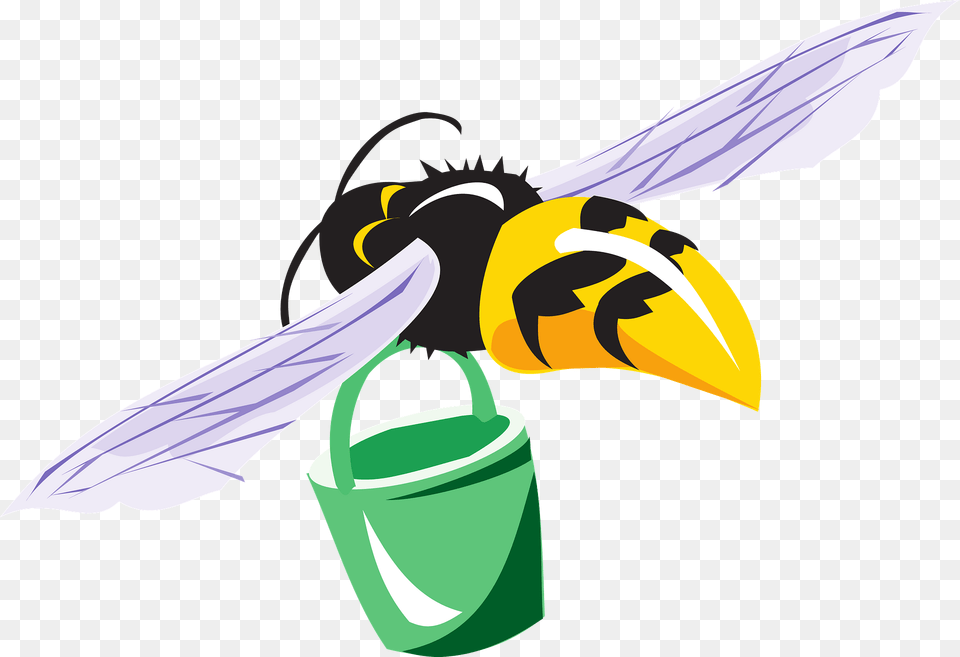 Bee With Green Bucket Clipart, Animal, Insect, Invertebrate, Wasp Free Png