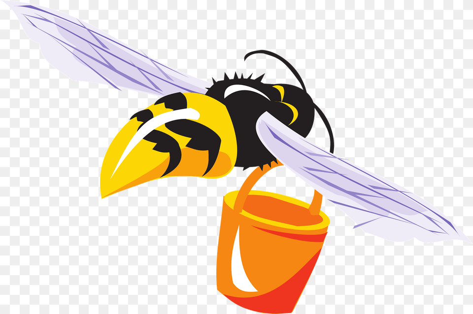 Bee With Orange Bucket Clipart, Animal, Insect, Invertebrate, Wasp Png Image