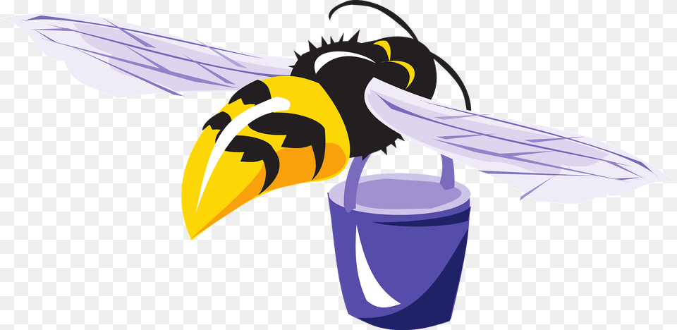 Bee With Purple Bucket Clipart, Animal, Insect, Invertebrate, Wasp Png