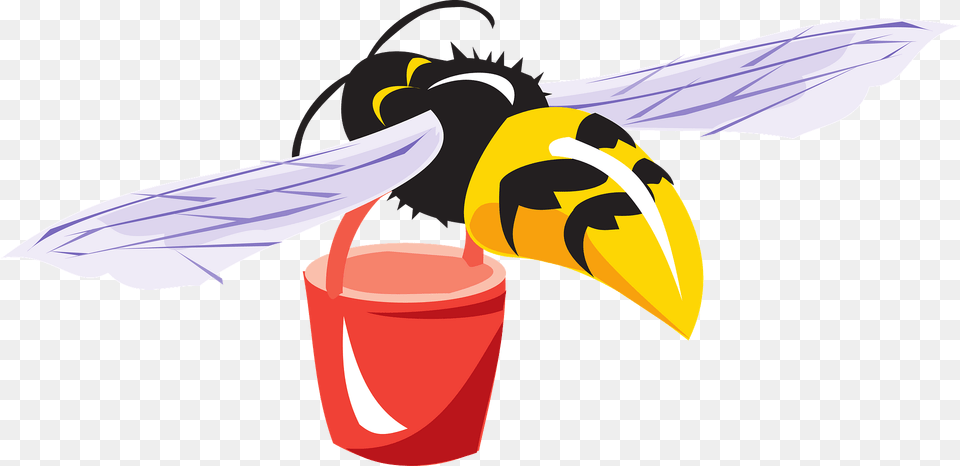 Bee With Red Bucket Clipart, Animal, Insect, Invertebrate, Wasp Free Png Download