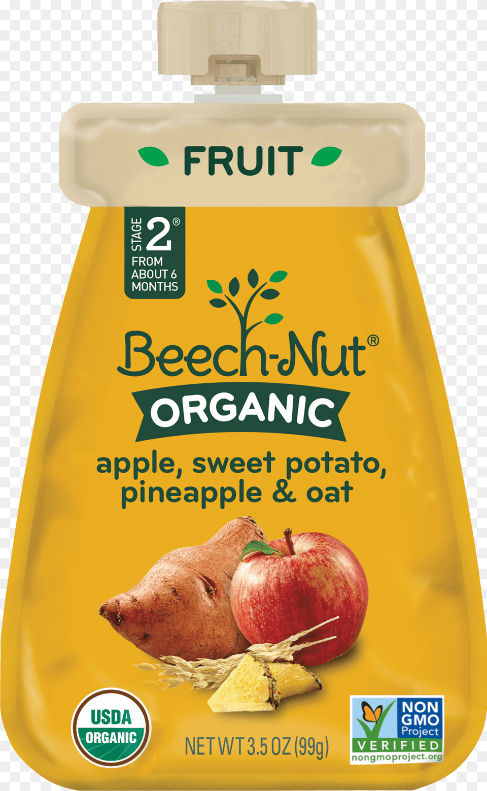 Beech Nut Organic Stage 2 Coldpuree Apple Sweet Potato, Food, Fruit, Plant, Produce Png Image