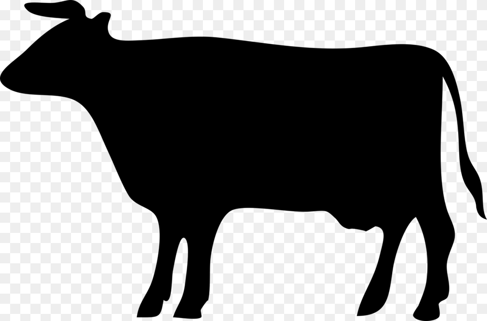 Beef Cattle Silhouette Drawing Dairy Cattle Graphic Arts, Gray Free Transparent Png