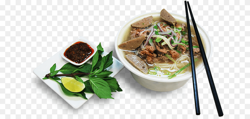 Beef Noodle Soup With Meat Ball Pho Noodle, Dish, Food, Meal, Bowl Free Png Download