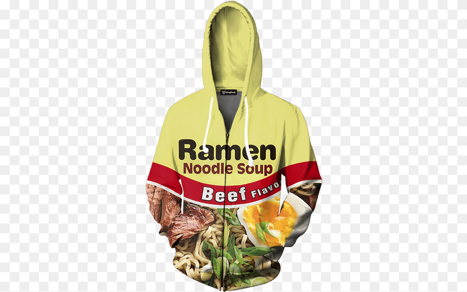Beef Ramen Hoodie All Over Print Apparel, Clothing, Coat, Knitwear, Sweatshirt Png Image