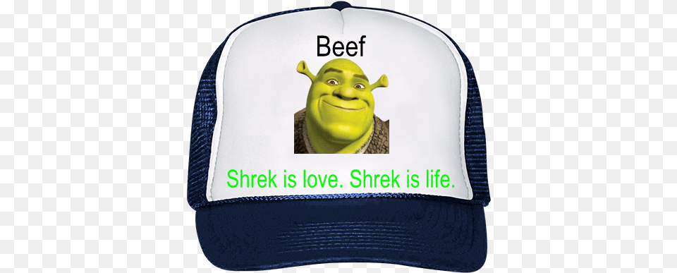 Beef Shrek Is Love Life Trucker Hat Shrek Forever After, Baseball Cap, Cap, Clothing, Cushion Free Png