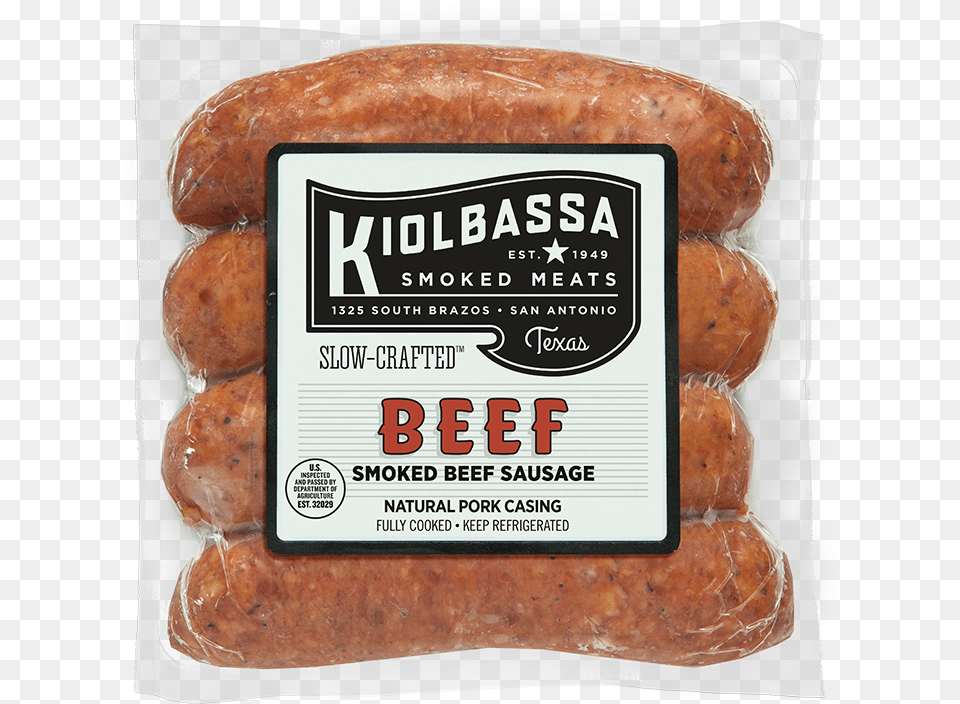 Beef Smoked Sausage Kiolbassa Meats Kielbasa Sausage, Food, Meat, Pork, Bread Png Image