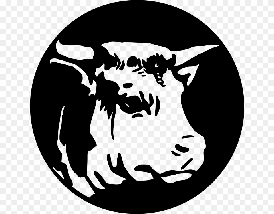 Beef Vector Friesian Cow Cow Head In Circle, Gray Png