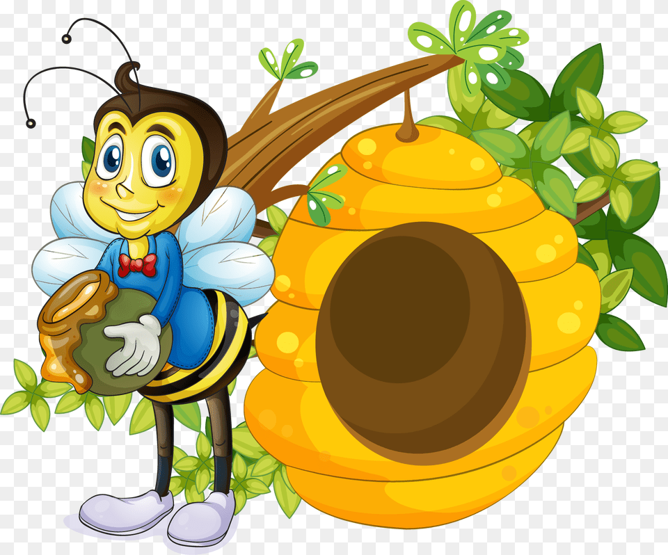 Beehive Cartoon Clip Art Vector Bee 1658 1378 Transp Beehive Cartoon, Animal, Insect, Invertebrate, Wasp Free Transparent Png
