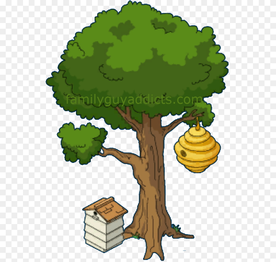Beehive On A Tree Clipart Pixshark Com Images Bee Cartoon Bee Hive On Tree, Plant, Potted Plant, Cross, Symbol Free Transparent Png