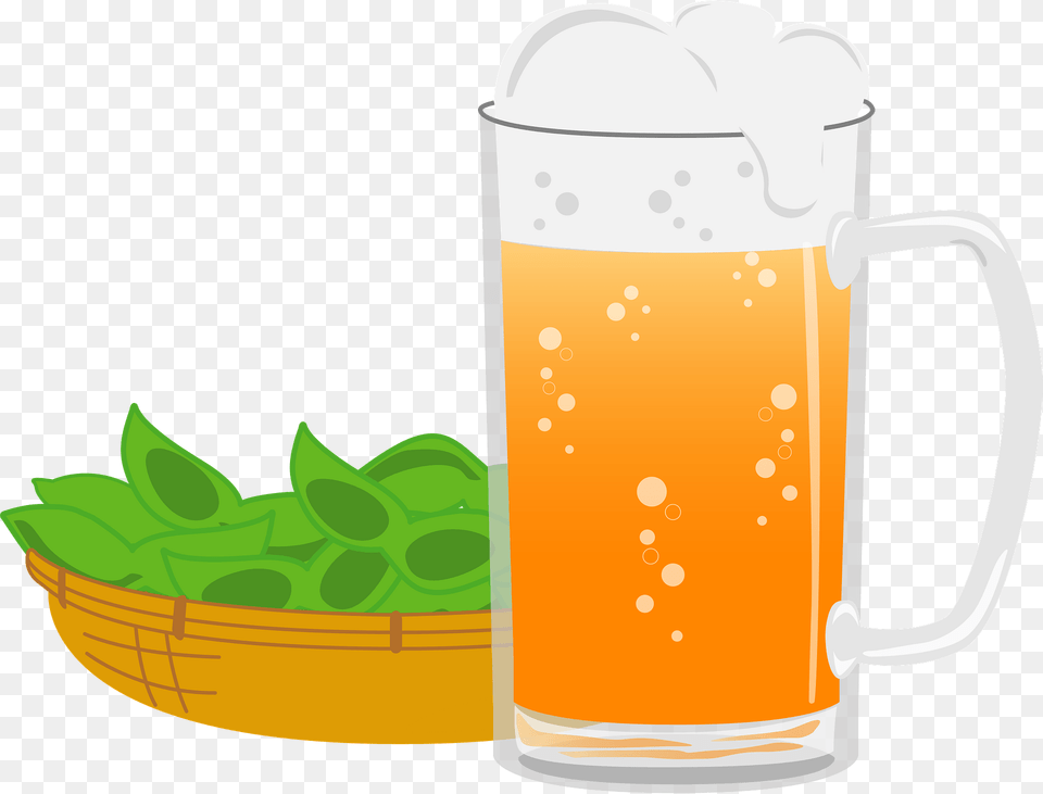 Beer And Edamame Beans Clipart, Alcohol, Glass, Cup, Beverage Free Png