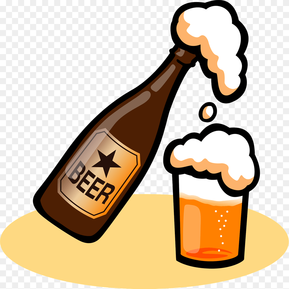 Beer Bottle And Glass Clipart, Alcohol, Beverage, Beer Bottle, Liquor Free Transparent Png