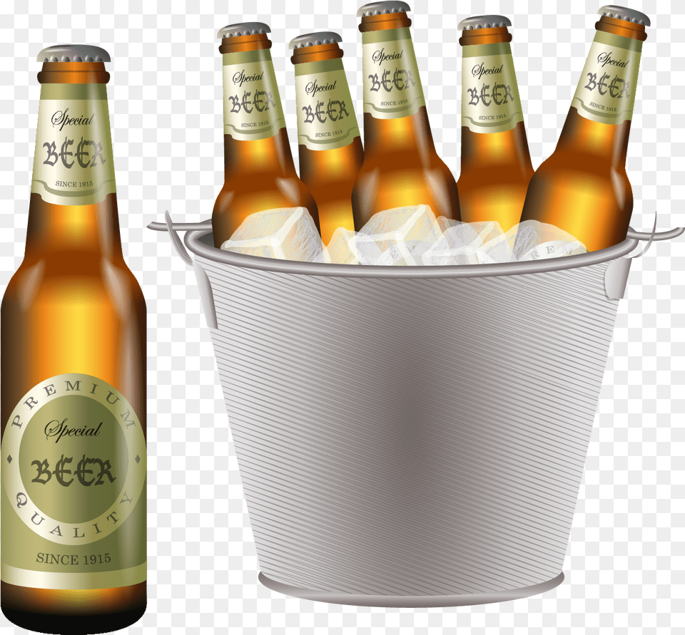 Beer Bucket Beer In A Bucket, Alcohol, Beer Bottle, Beverage, Bottle Png