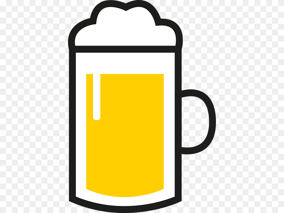 Beer Comic Drink Cozy Alcohol Head Yellow White, Cup, Glass, Beverage Free Png Download