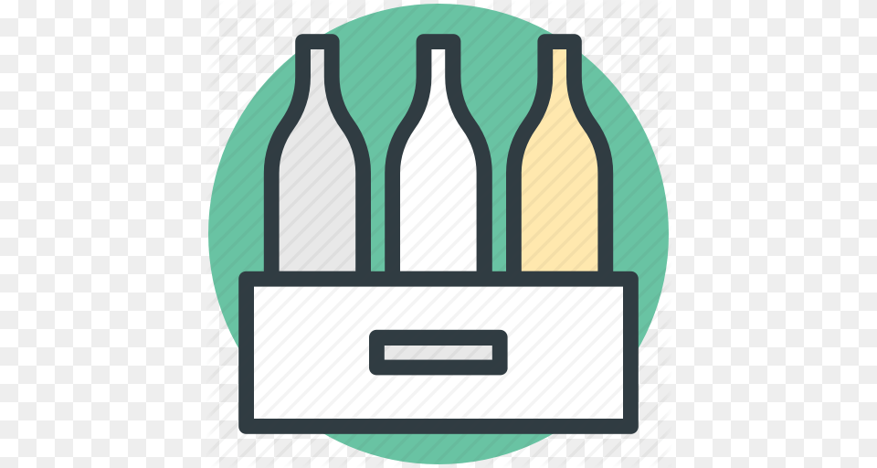 Beer Crate Beverage Crate Bottles Bottles Crate Wine Bottles Icon, Alcohol, Bottle, Liquor, Wine Bottle Png Image