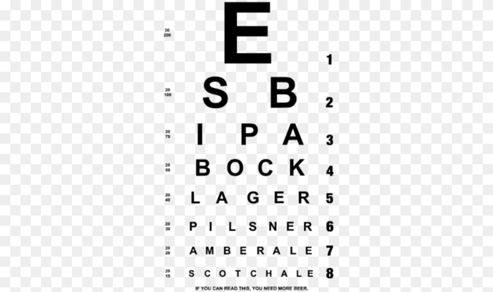 Beer Eye Chart Beer Label Printable Snellen Chart, Cutlery, Fork, Page, Text Free Png Download