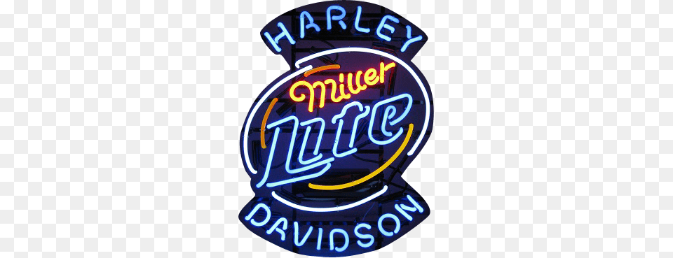 Beer Neon Signs Miller Lite Harley Davidson Neon Sign, Light Free Png