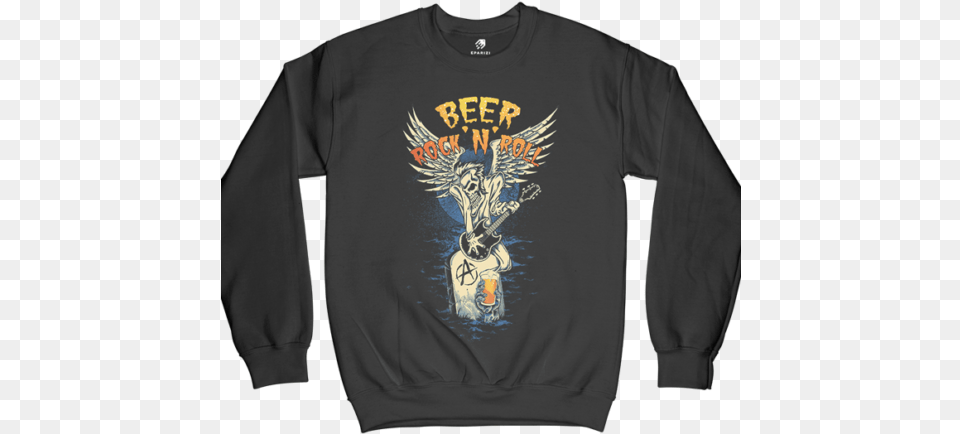 Beer Rock And Roll Sweatshirt T Shirt, T-shirt, Clothing, Knitwear, Long Sleeve Png Image