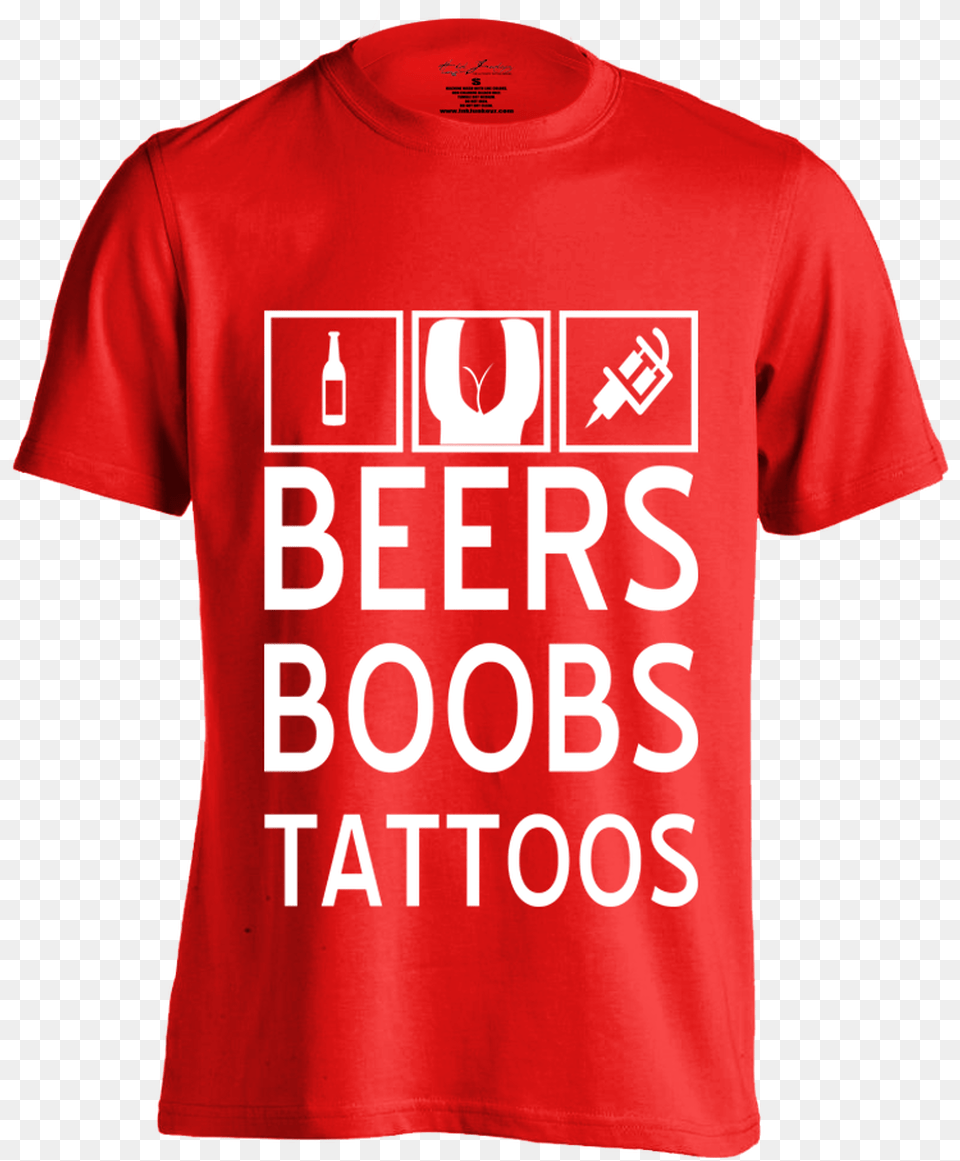 Beers Boobs Tattoos Active Shirt, Clothing, T-shirt Free Png