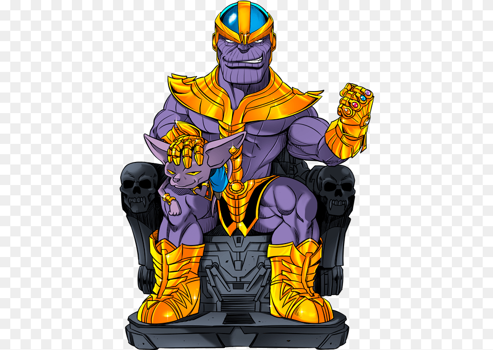 Beerus Thanos From Avengers And Beerus From Dragon Thanos X Beerus, Book, Comics, Publication, Helmet Free Png