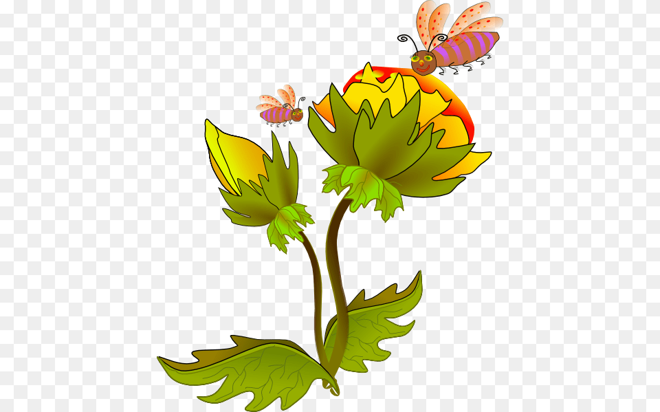 Bees And Flowers Clip Arts Leaf, Plant, Flower, Art Free Png Download