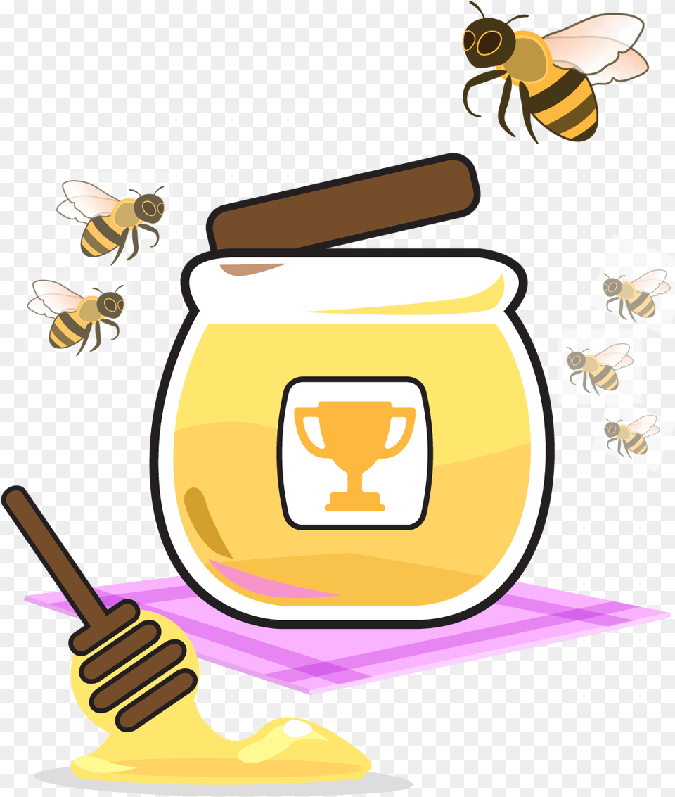 Bees And Honey Jar Honey Jar Clip Art, Food, Invertebrate, Insect, Honey Bee Free Png