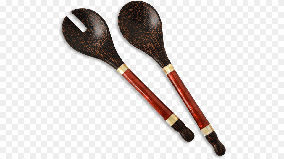Beet Red Capiz Amp Palm Wood Salad Servers Small Wooden Spoon, Cutlery, Brush, Device, Tool Png Image