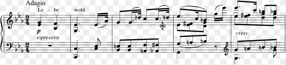 Beethoven Piano Sonata No 26 Mvmt 1 Bars 1, Gray Free Png Download