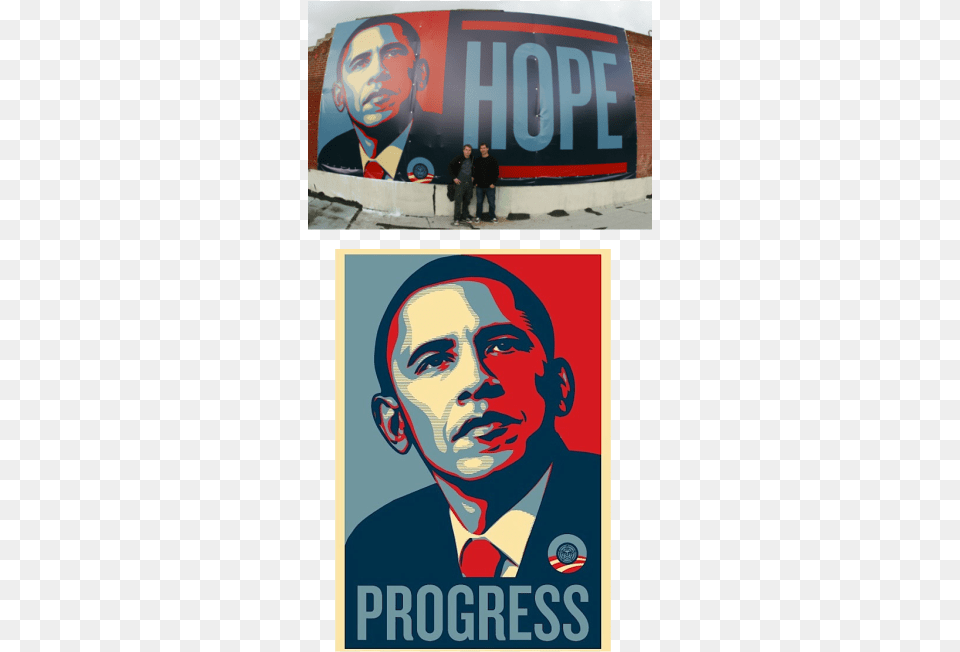 Before His First Art Museum Exhibition Shepard Fairey Obama Hope Poster Poster Print, Advertisement, Person, Man, Male Png Image