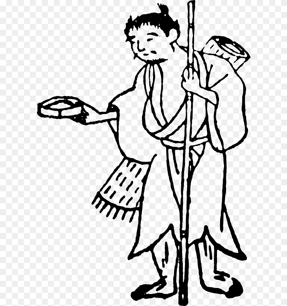 Beggar Japan Man Outline Picture Of Beggar, Gray Png Image