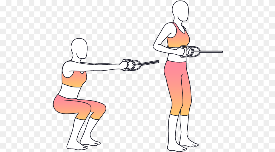 Begin In Standing With The Band Anchored At Waist Height Band Squat To Row, Adult, Female, Person, Woman Free Png