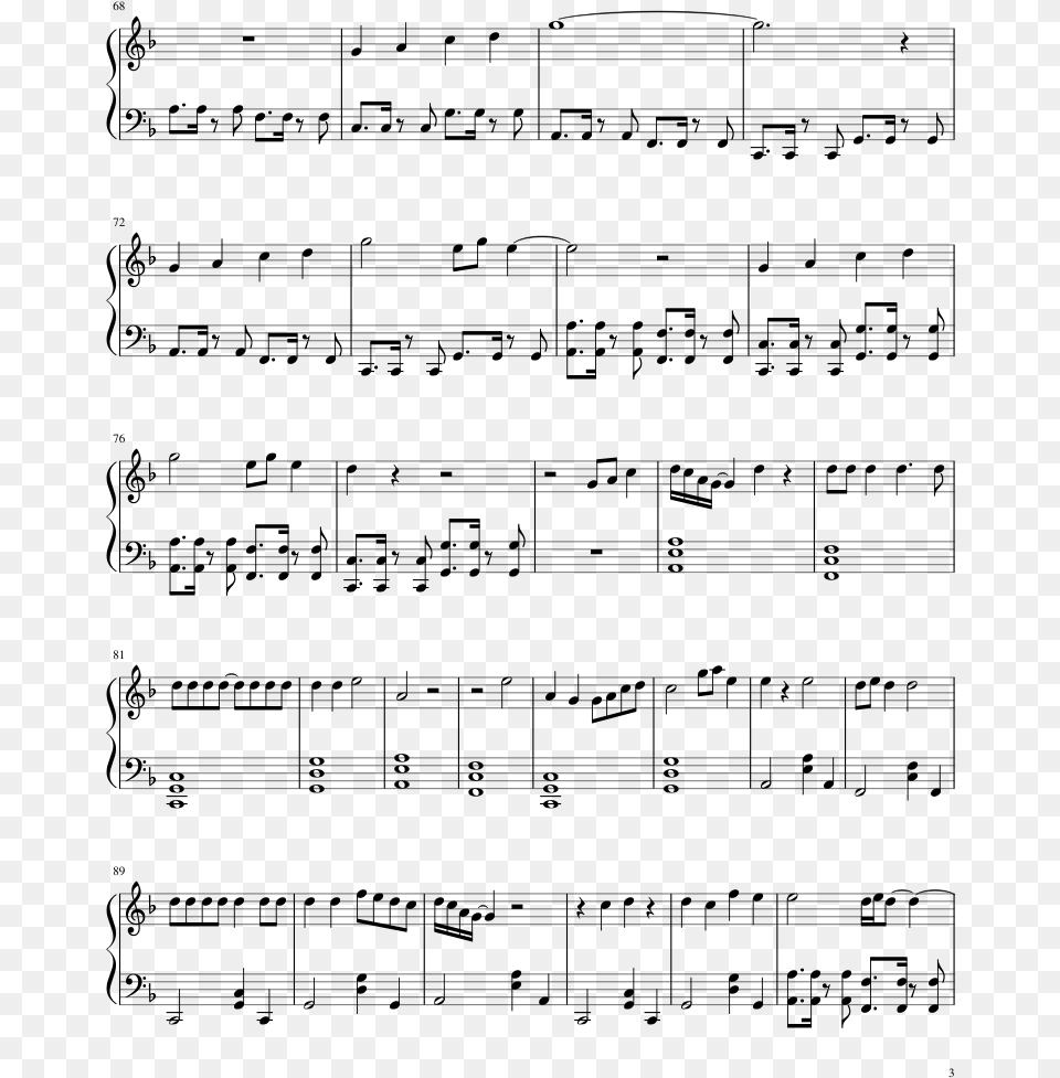 Begin Sheet Music Composed By Bts Jungkook 3 Of 4 Pages Partitura Everlong Foo Fighters, Gray Png Image