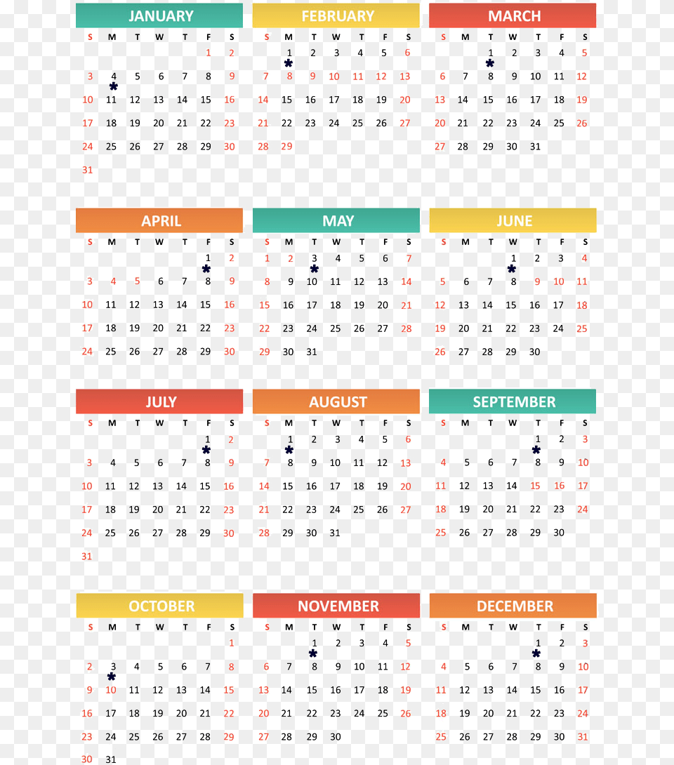 Beginning Date Of Each Month Kalender Med Uker 2018, Calendar, Text, Scoreboard Free Png