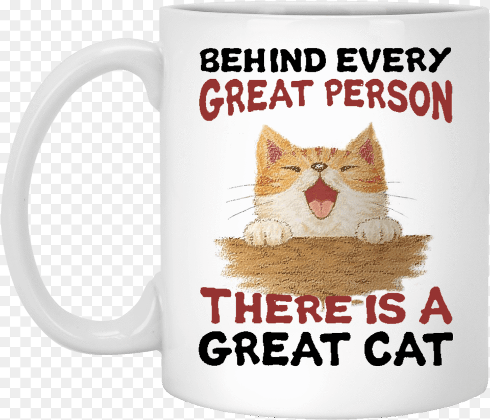 Behind Every Great Person Beer Stein, Cup, Animal, Cat, Mammal Free Png Download